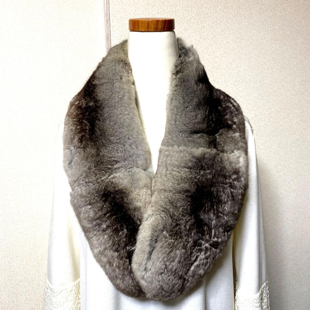 Ch 鞣し柔らか　人工繁殖　チンチラ マフラー　裏地ベルベット ショール 成人式
