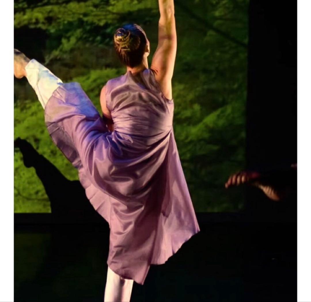 手作りダンス衣装　薄紫 ロングベスト　ワイドパンツ