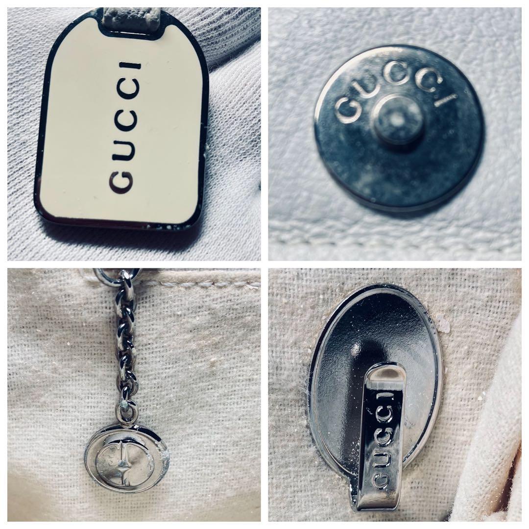 極美品　オールドグッチ　GUCCI レザー　ハンドバッグ　A4可能 ホワイト