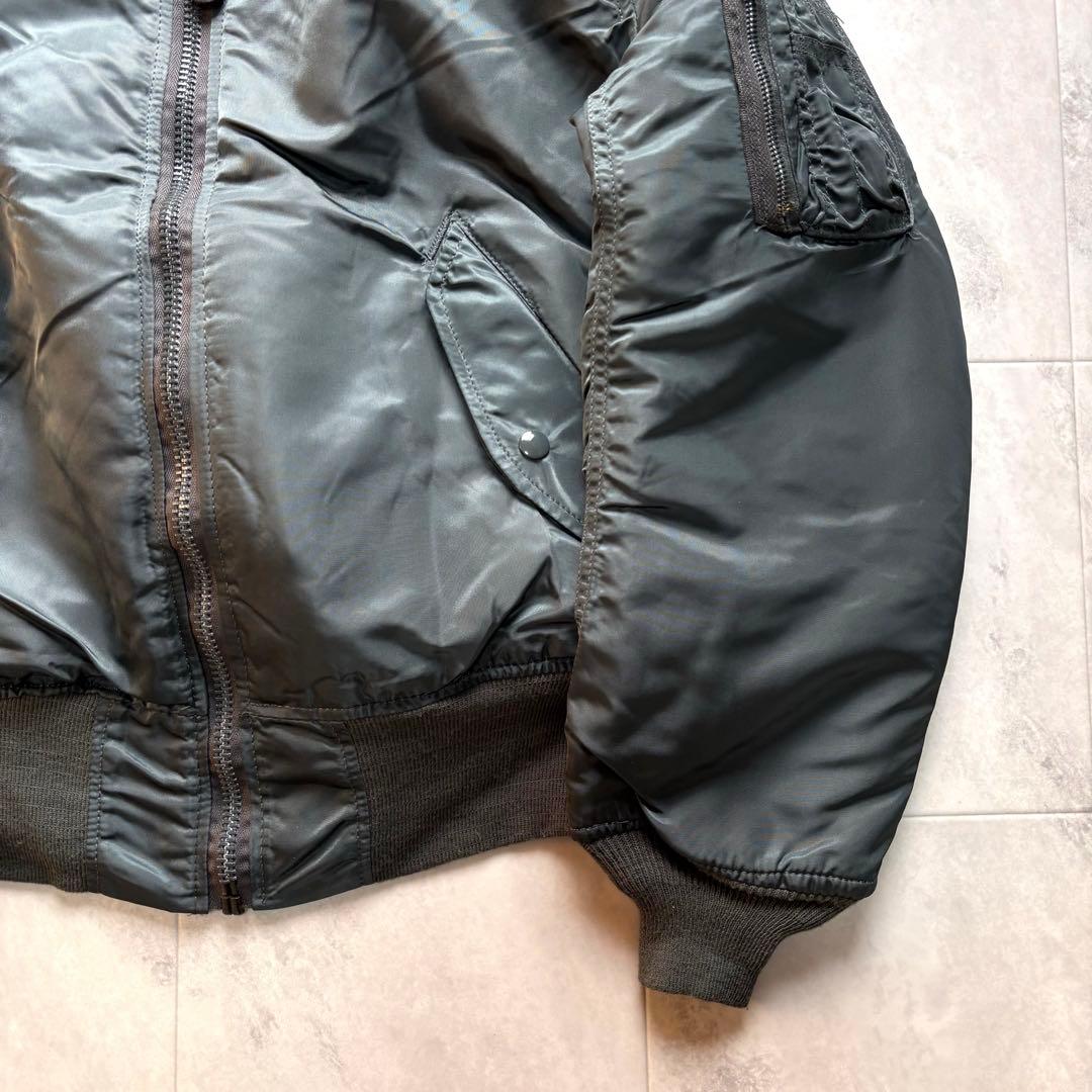 【USA製】90s アルファ MA-1 フライトジャケット 短丈 ダークグリーン