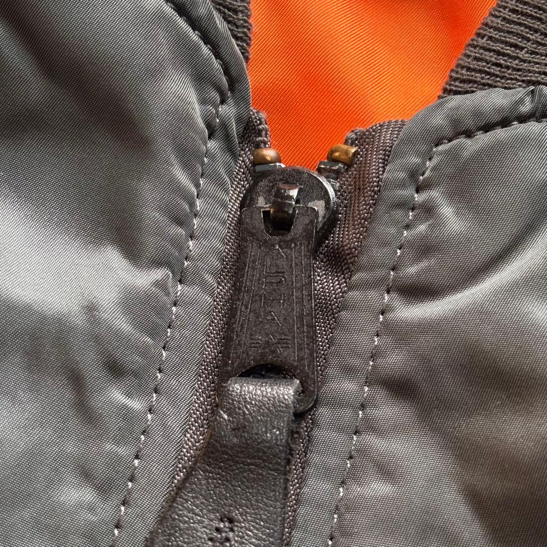 【USA製】90s アルファ MA-1 フライトジャケット 短丈 ダークグリーン