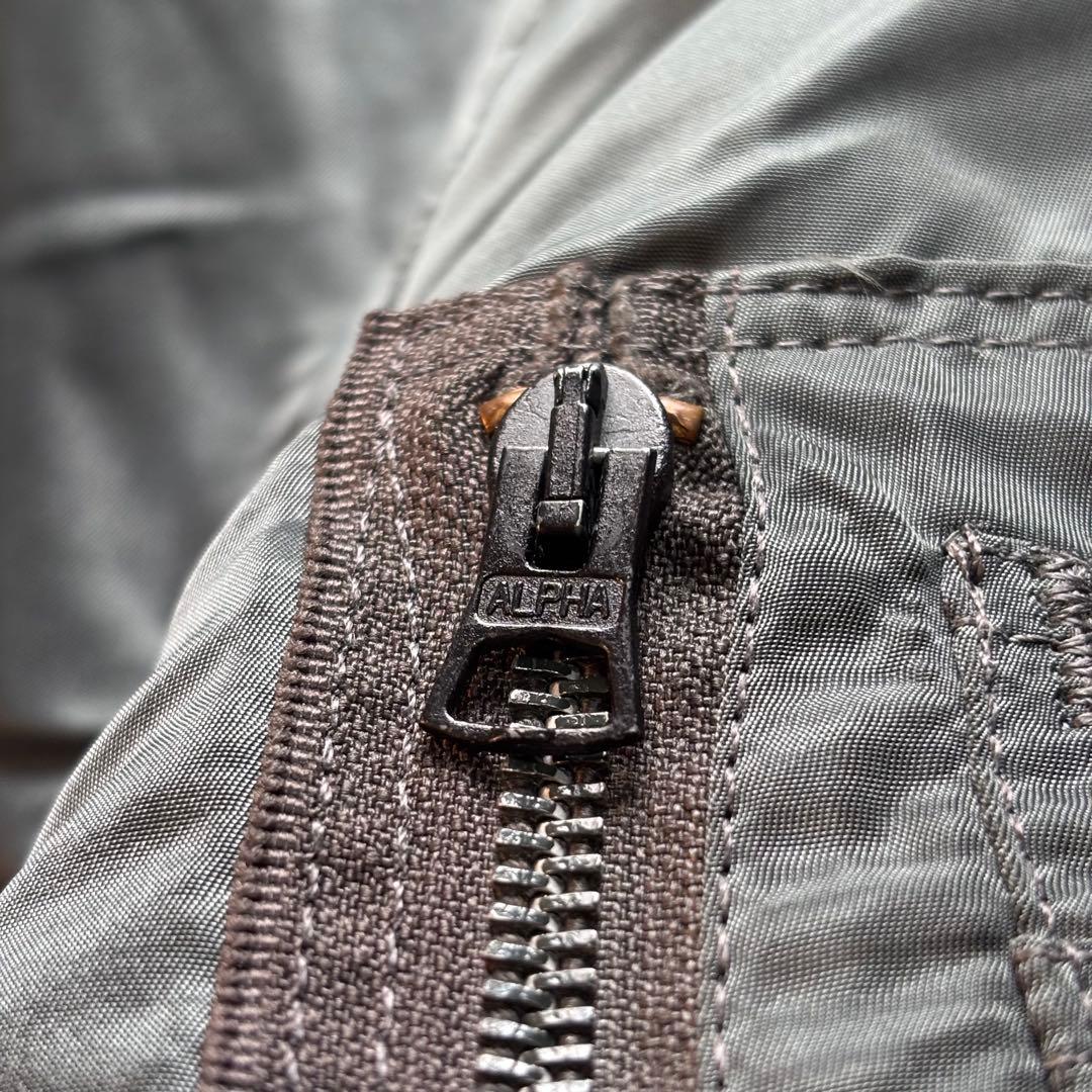 【USA製】90s アルファ MA-1 フライトジャケット 短丈 ダークグリーン