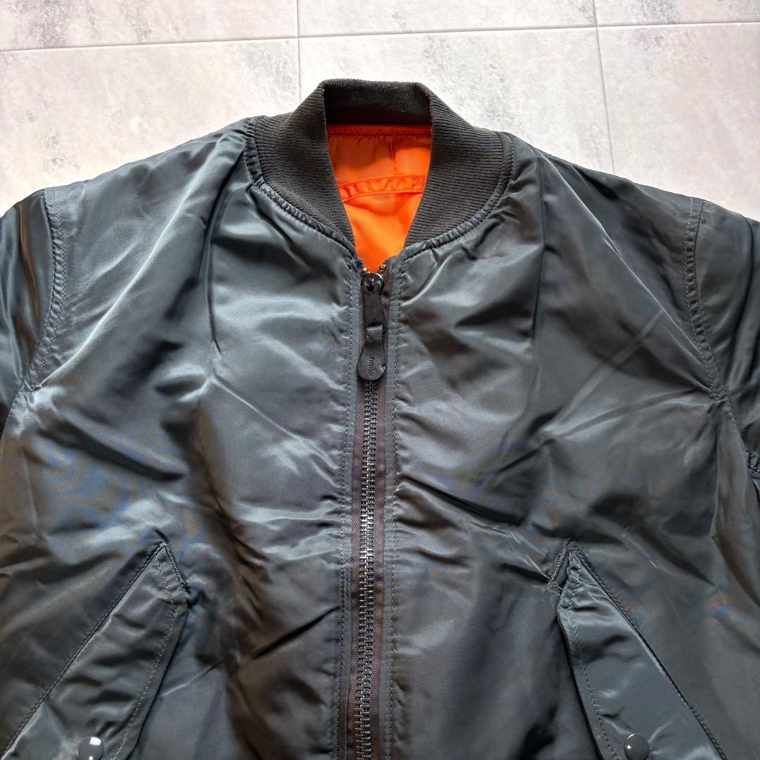 【USA製】90s アルファ MA-1 フライトジャケット 短丈 ダークグリーン