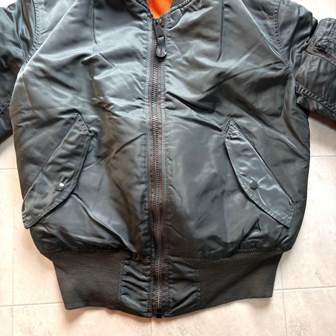 【USA製】90s アルファ MA-1 フライトジャケット 短丈 ダークグリーン