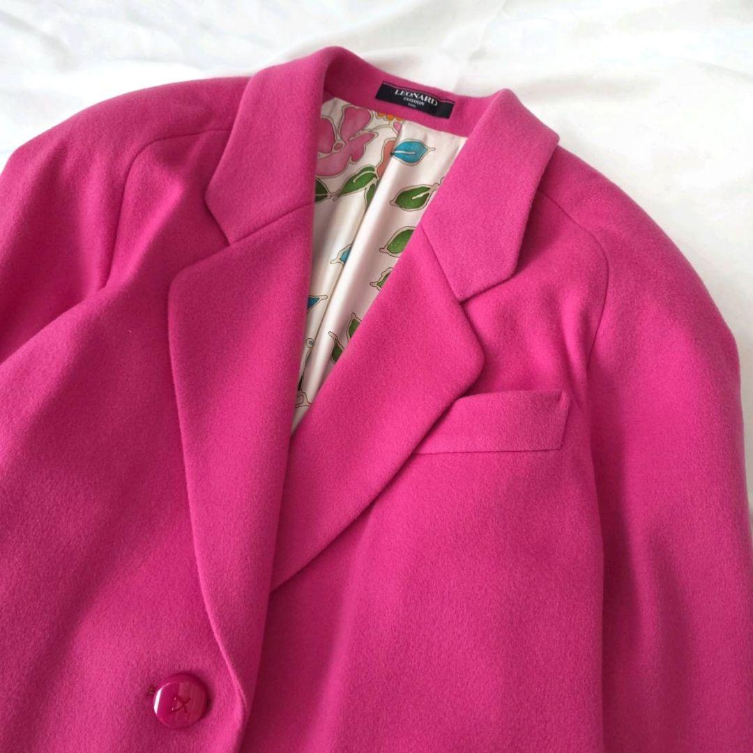 レオナール カシミヤ100％ シルク チェスターコート 花柄 11AR