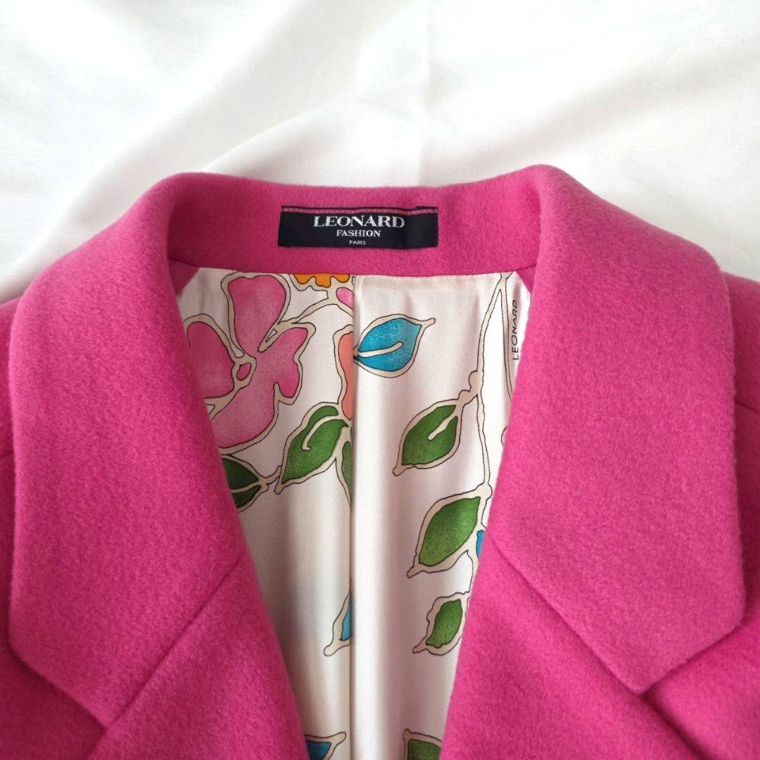 レオナール カシミヤ100％ シルク チェスターコート 花柄 11AR