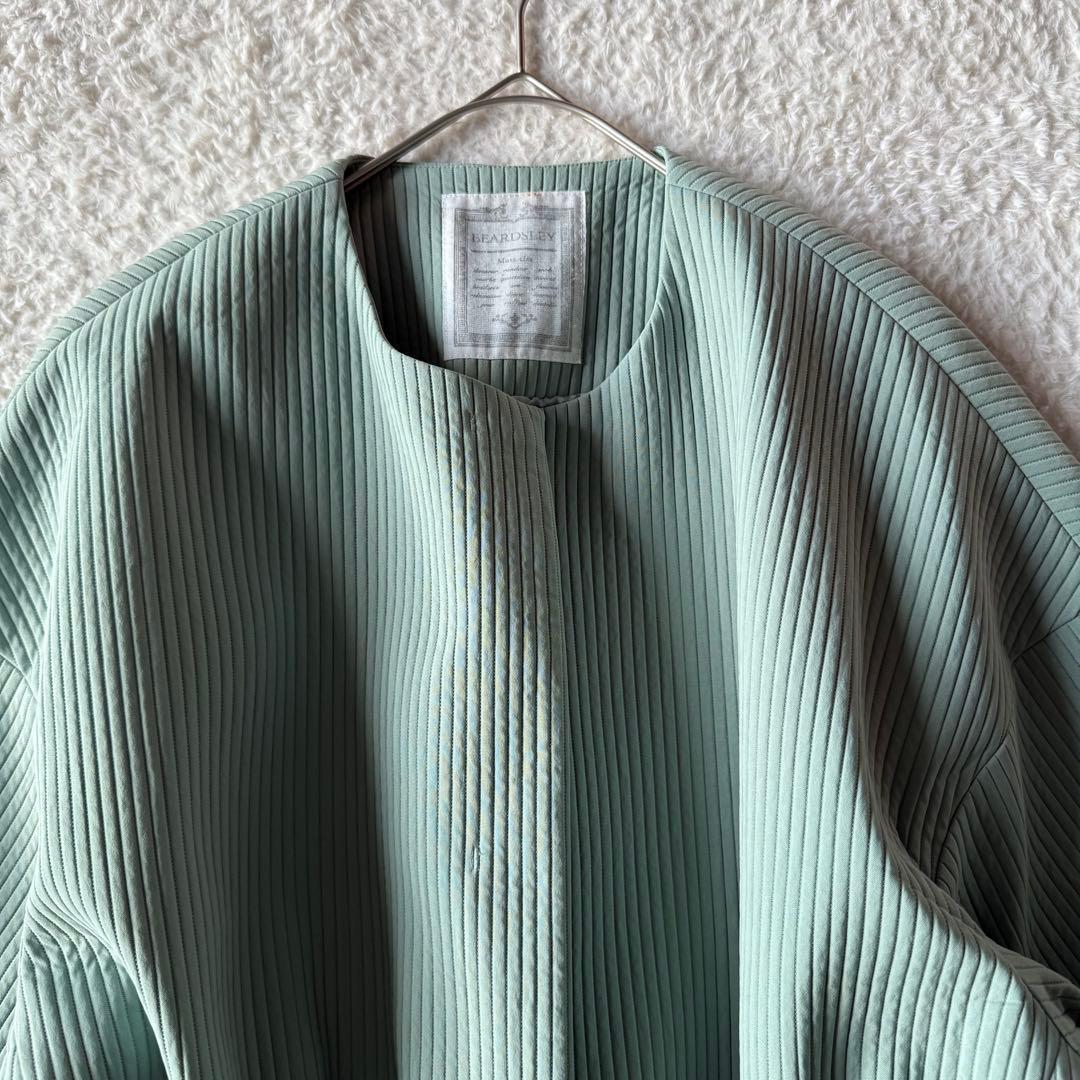 ビアズリー BEARDSLEY バルーン袖コート セミロング キルト緑 未使用級