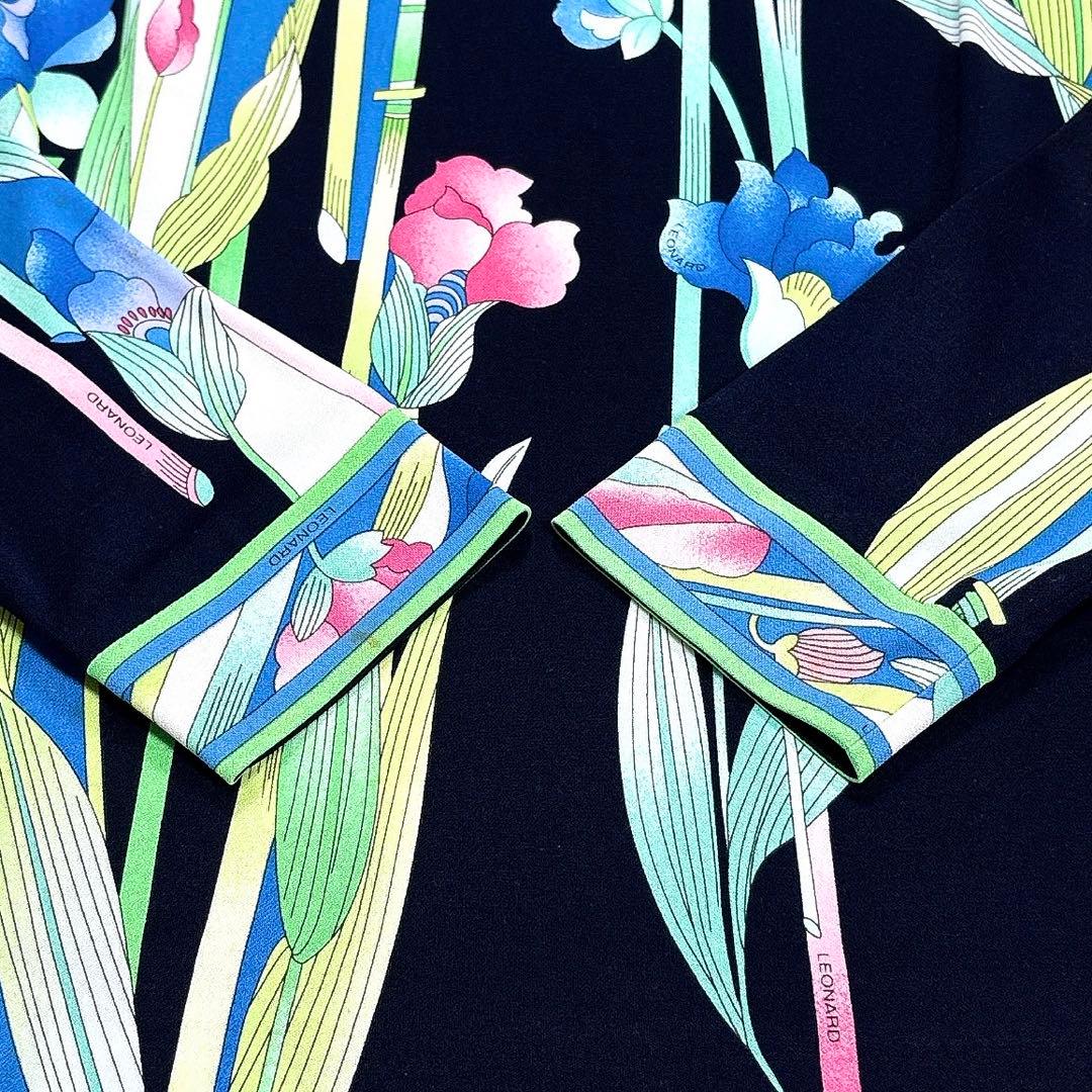 LEONARD　レオナール　カットソー　カンカン　トリム　花柄　マルチカラー