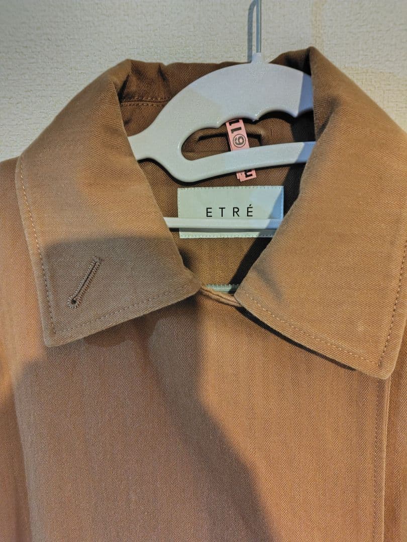 【ほぼ新品】ETRÉ ブラウンヘリボーンオーバーサイズコート