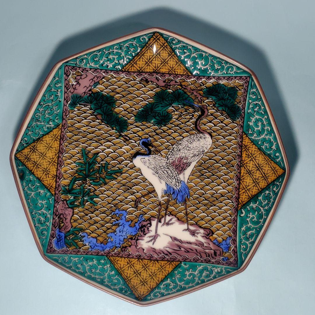 九谷焼 八角皿 吉祥柄(鶴) 5枚組