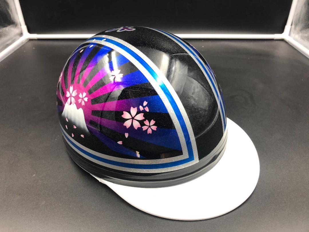 コルク半　カスタム　富士日章　三つボタン　ブラックピンクブルー　ラメ　桜