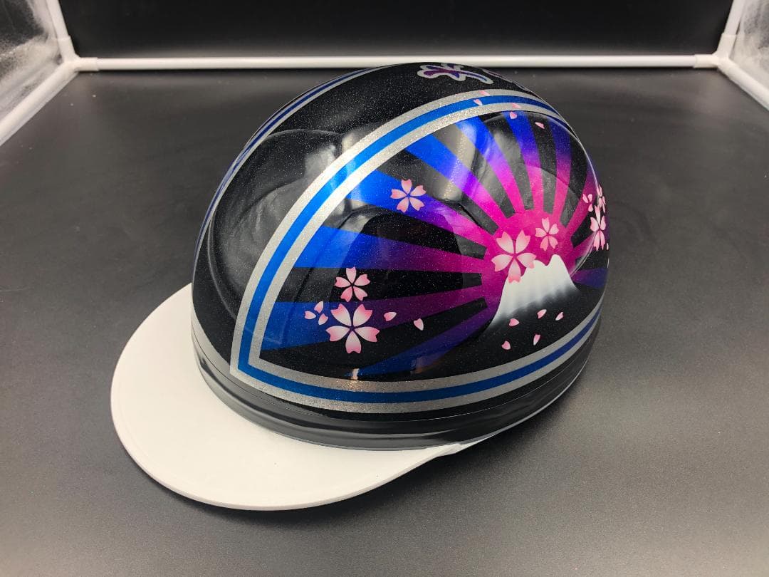 コルク半　カスタム　富士日章　三つボタン　ブラックピンクブルー　ラメ　桜