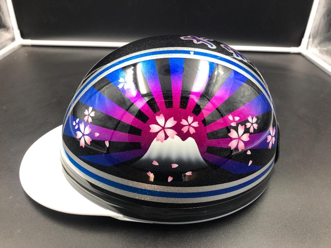 コルク半　カスタム　富士日章　三つボタン　ブラックピンクブルー　ラメ　桜