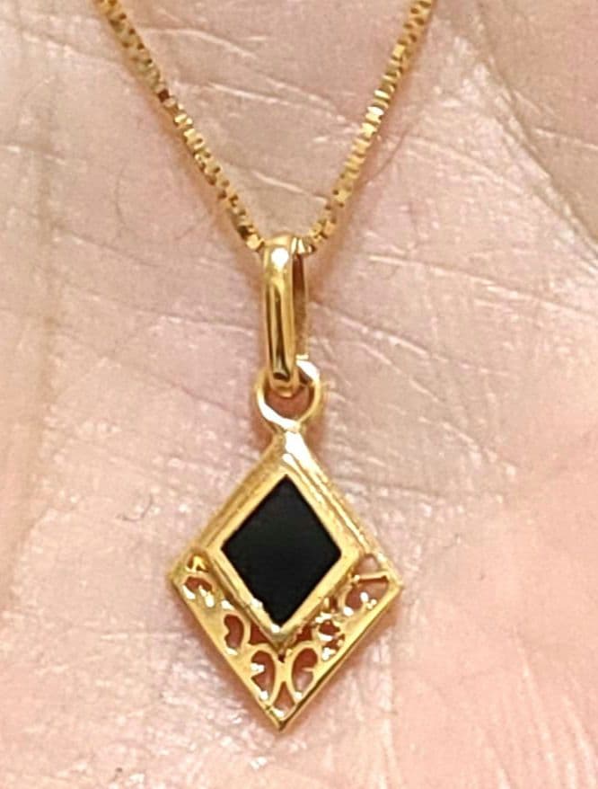 k18 ひし形 ネックレストップ オニキス