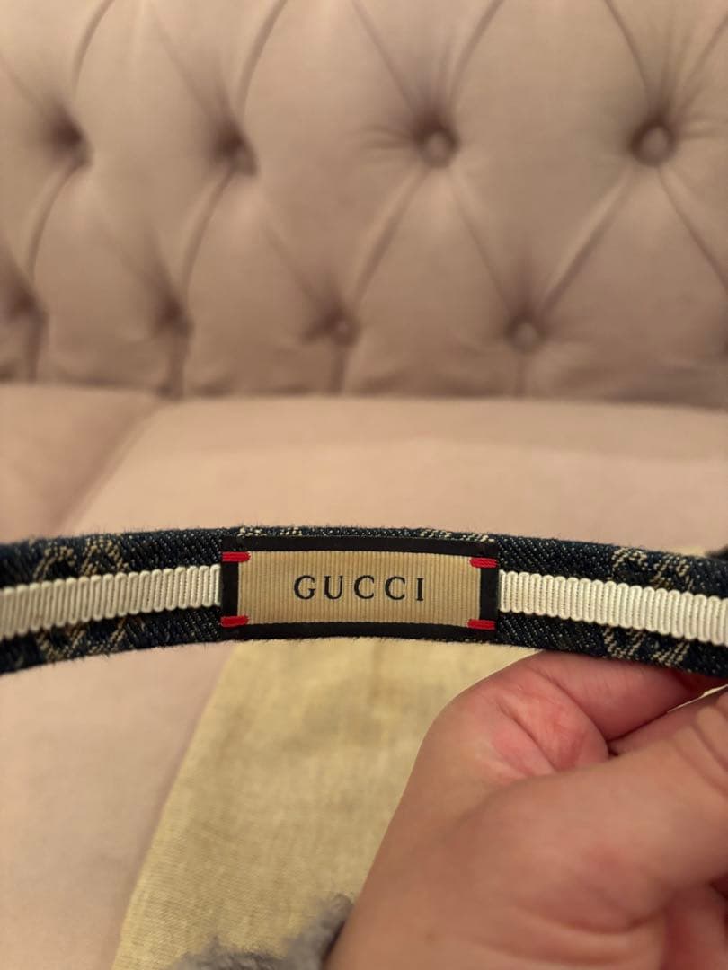 美品　グッチ　GUCCI　カチューシャ　ヘアバンド　デニム　gg柄