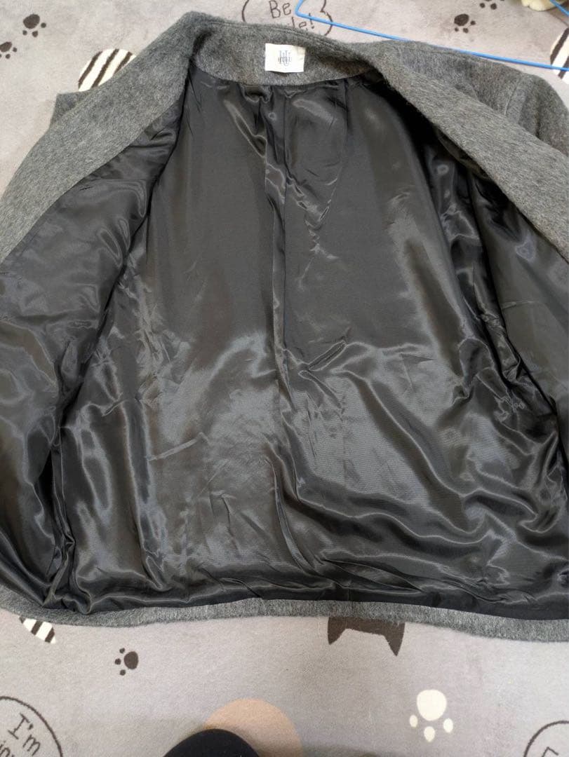 HUG.U シャギー Vネック ジャケット グレー