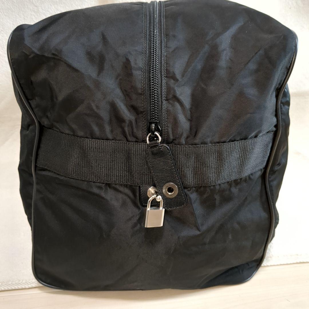 美品 PRADA ボストンバッグ ブラック 三角ロゴ テスートナイロン 鍵付き