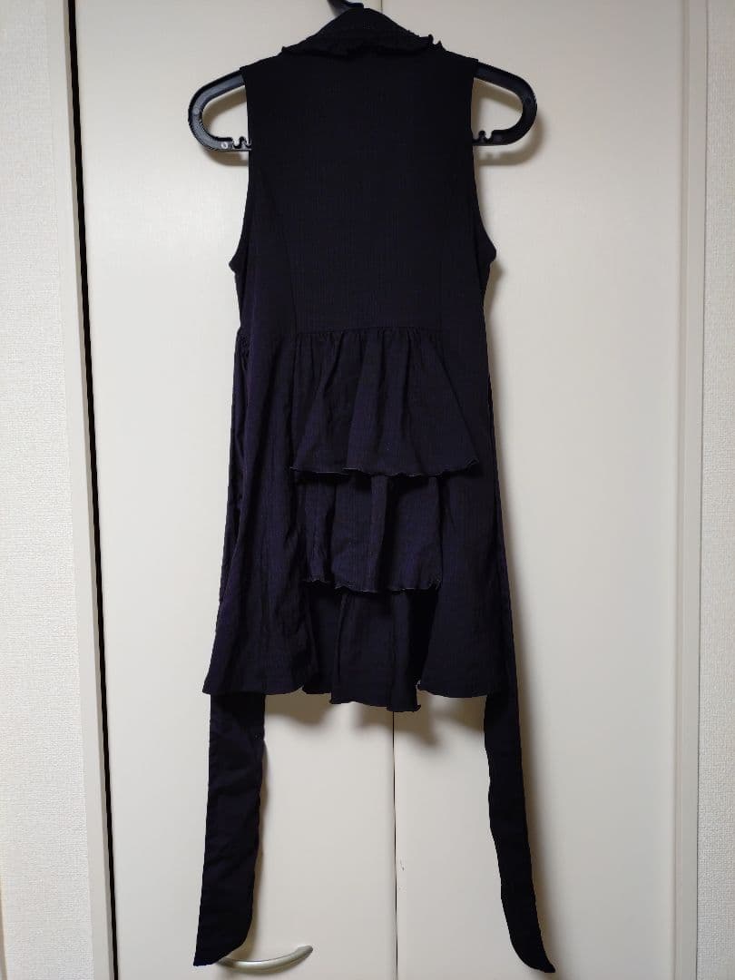 「h.NAOTO」FRILL ロングジレ 黒