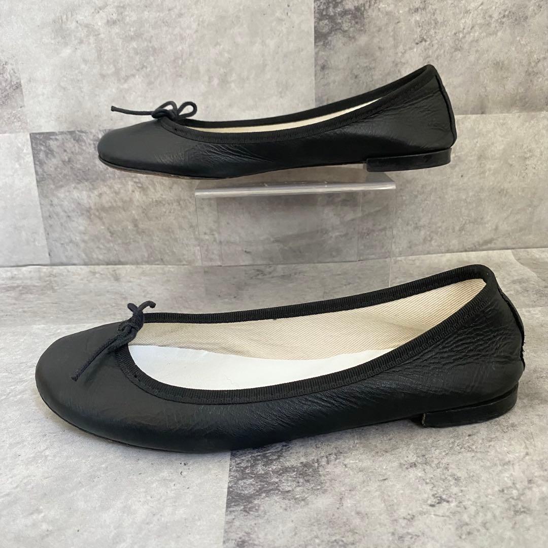 repetto レペットバレエシューズ 37 本革フラット リボン 黒