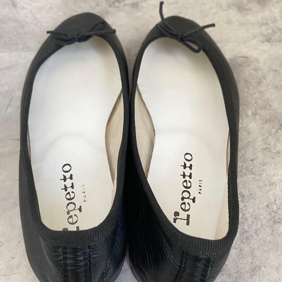 repetto レペットバレエシューズ 37 本革フラット リボン 黒