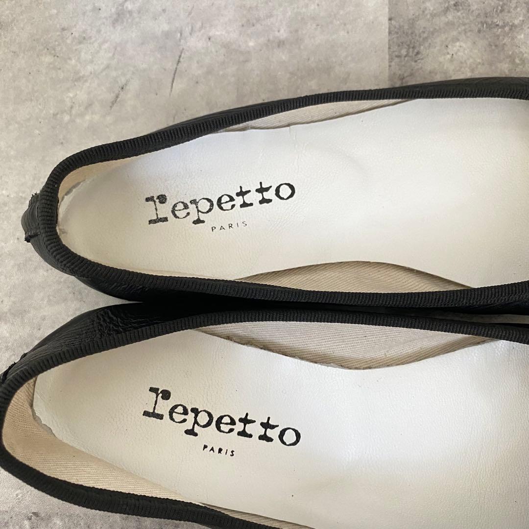 repetto レペットバレエシューズ 37 本革フラット リボン 黒