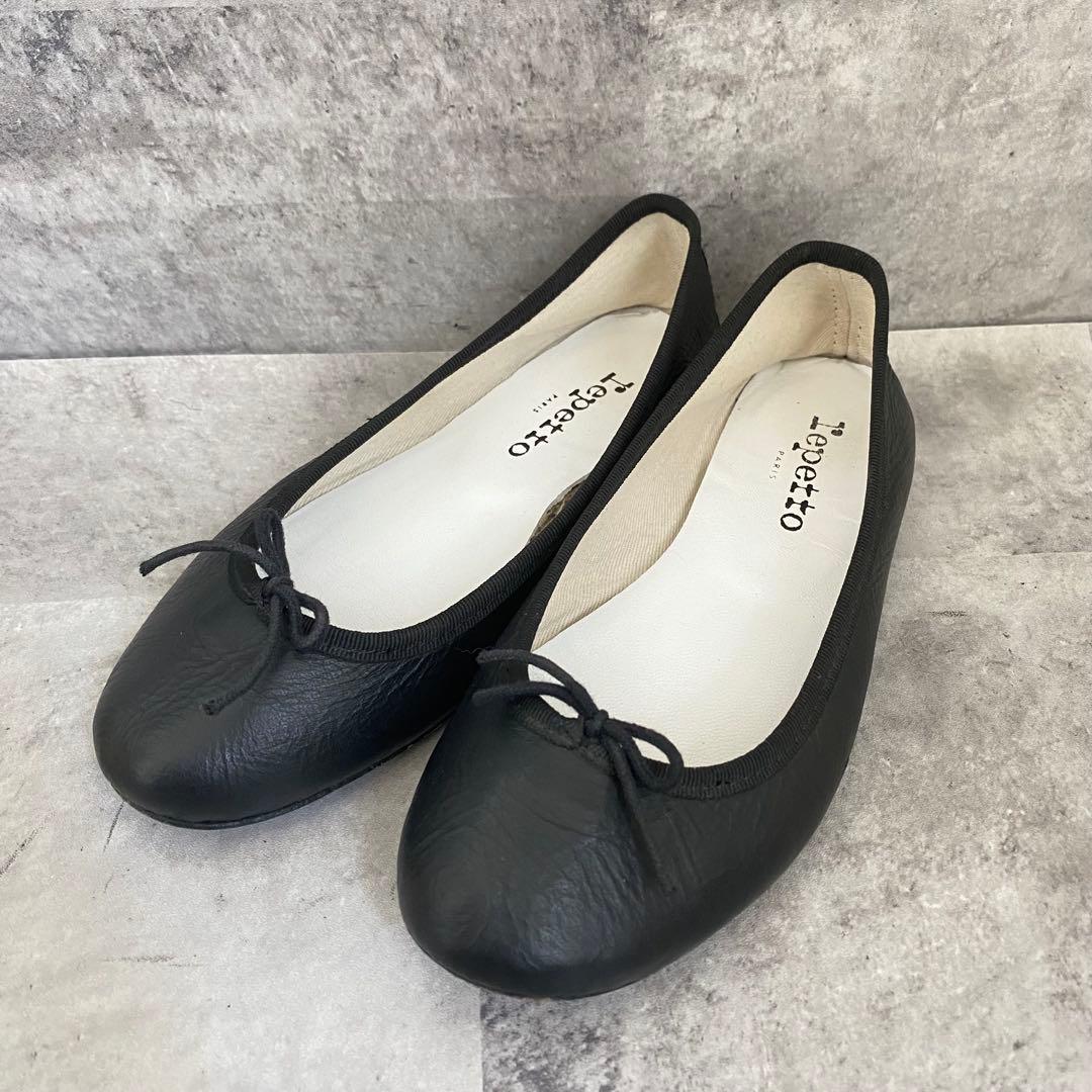repetto レペットバレエシューズ 37 本革フラット リボン 黒