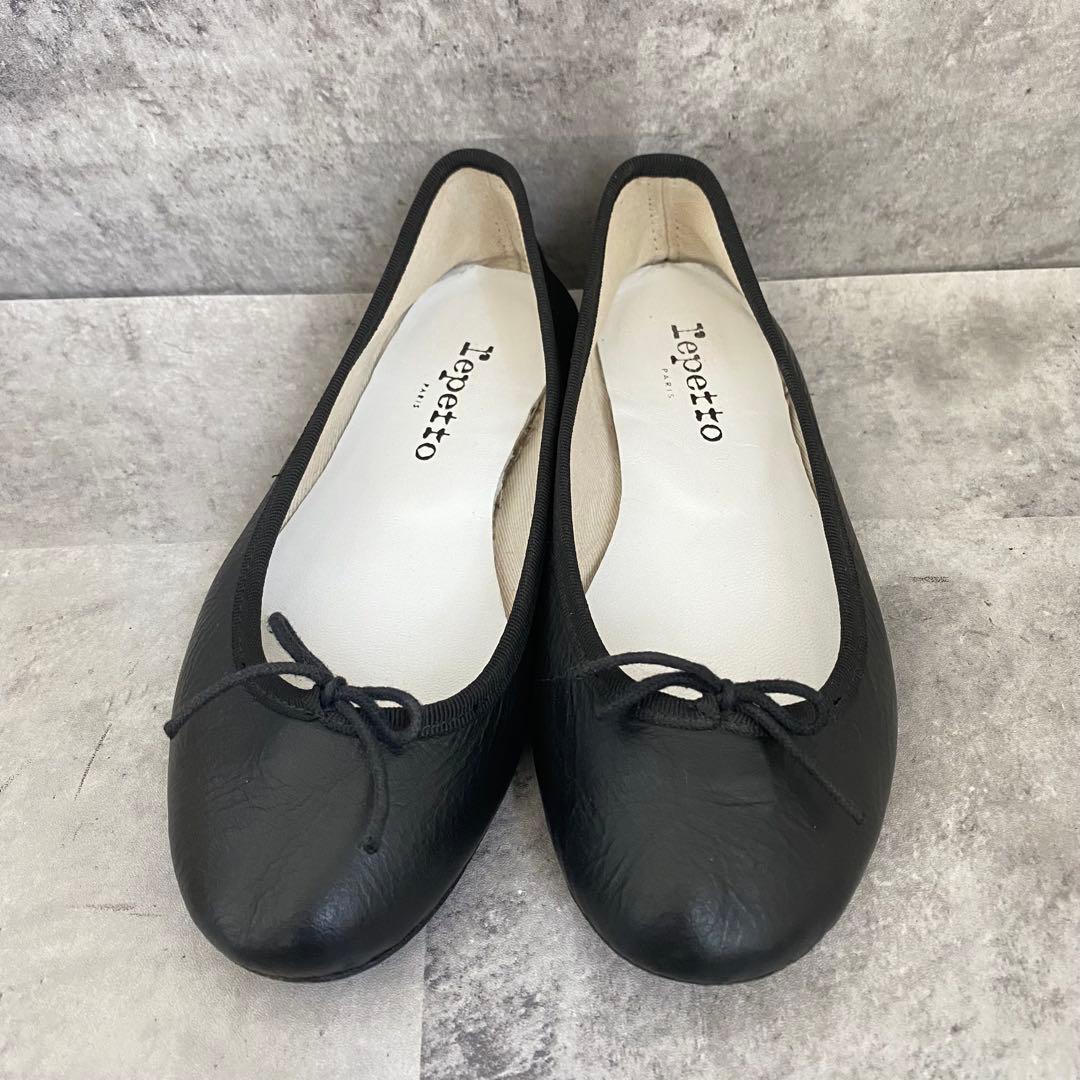 repetto レペットバレエシューズ 37 本革フラット リボン 黒