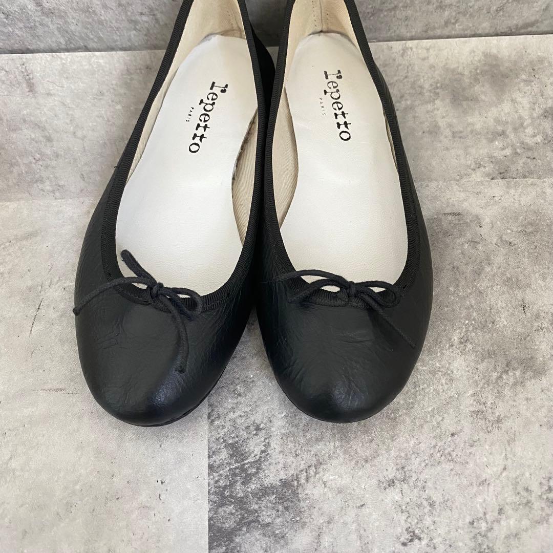 repetto レペットバレエシューズ 37 本革フラット リボン 黒