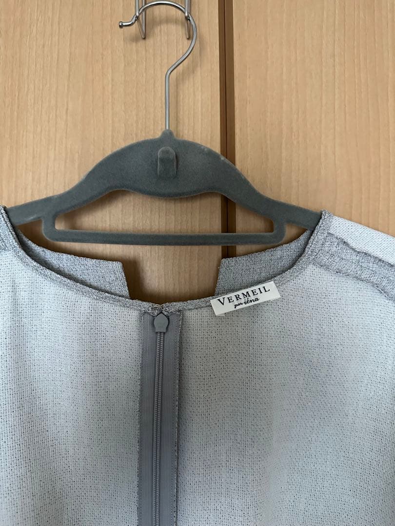 VERMEIL par iena ウエストシェイプ　ワンピース　グレー　38