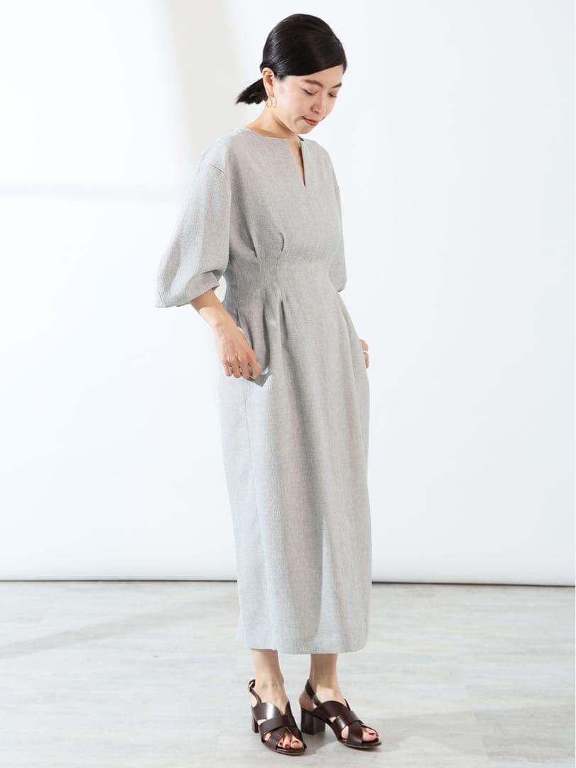 VERMEIL par iena ウエストシェイプ　ワンピース　グレー　38