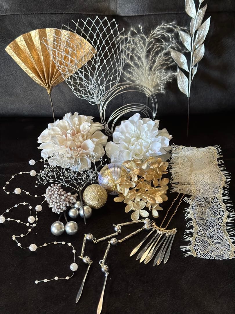 【ききららページ】二点セットまとめ　簪2本　銀箔１枚　髪飾り 成人式