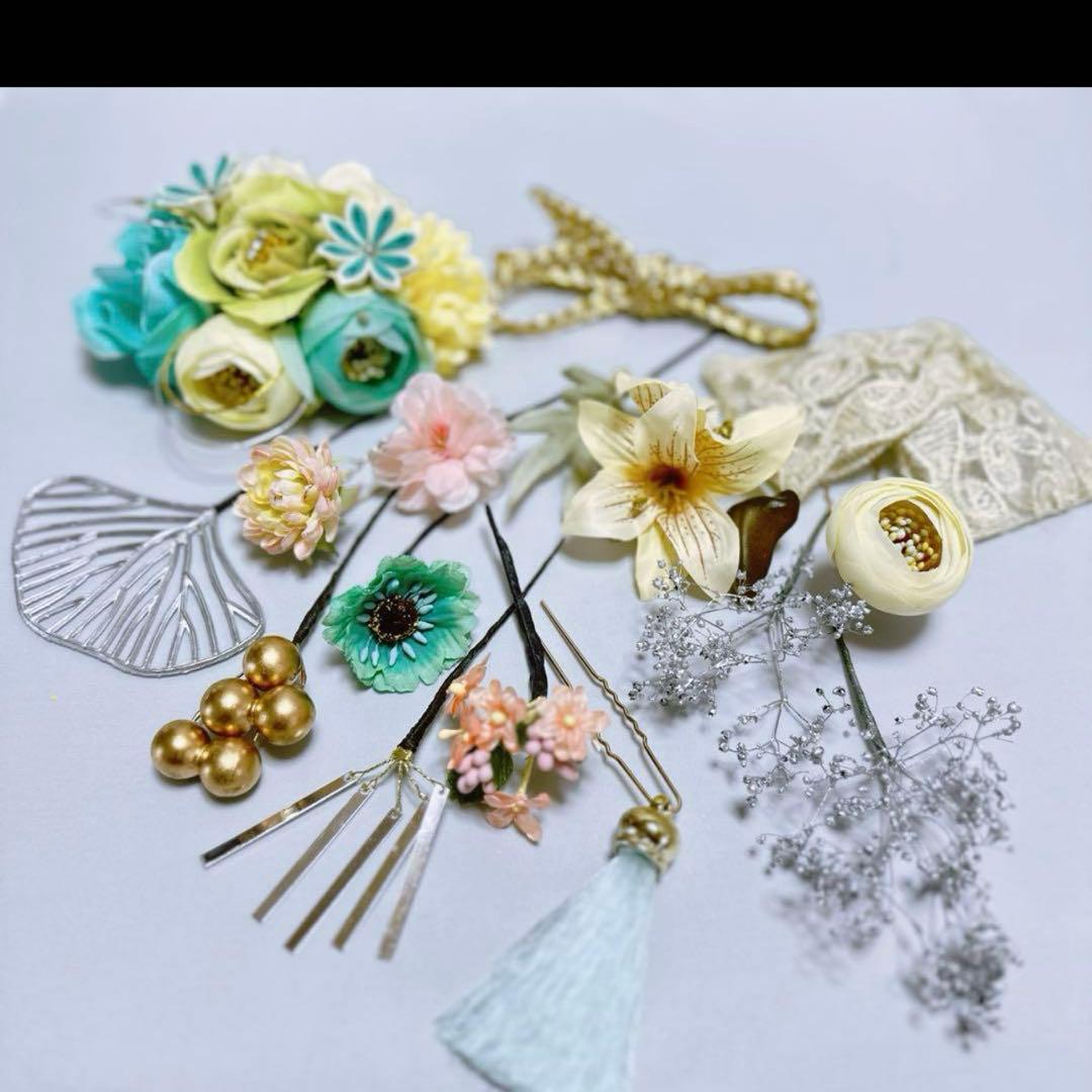 【ききららページ】二点セットまとめ　簪2本　銀箔１枚　髪飾り 成人式