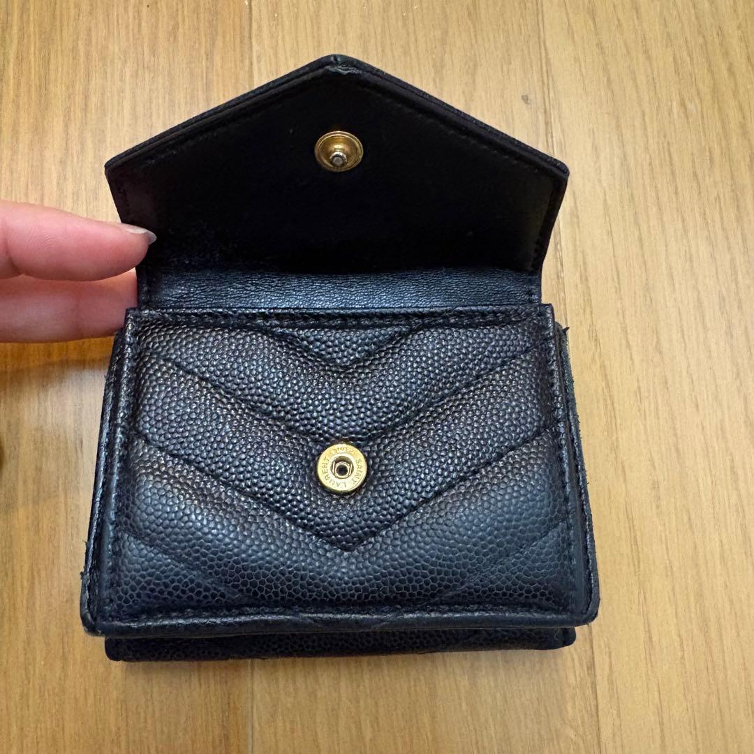 YSL イブサンローラン　ブラックレザー 三つ折り財布