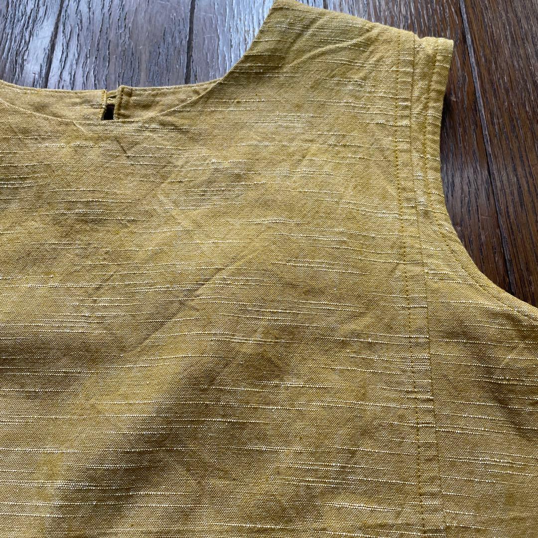 新品●ヤンマ産業●ノースリーブブラウス●ショート丈●ゴールド●会津木綿