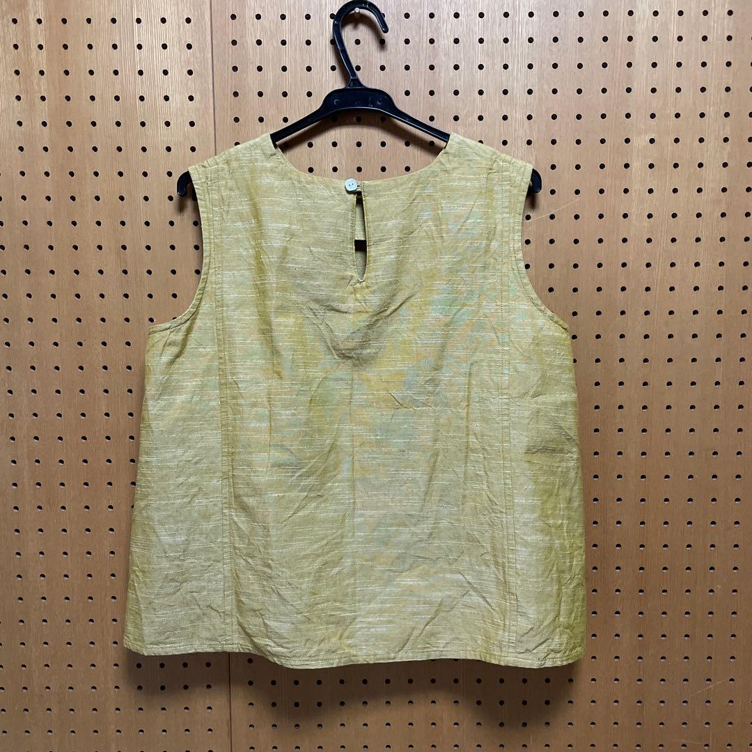 新品●ヤンマ産業●ノースリーブブラウス●ショート丈●ゴールド●会津木綿