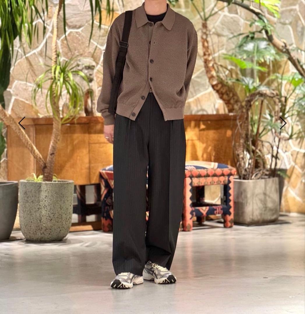 ＜H＞ウールトロピカル 2プリーツワイドパンツ