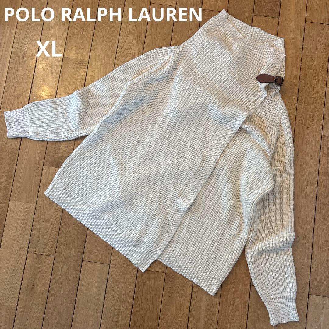 美品 POLO RALPH LAUREN ケープニット ポンチョ　レザーベルト