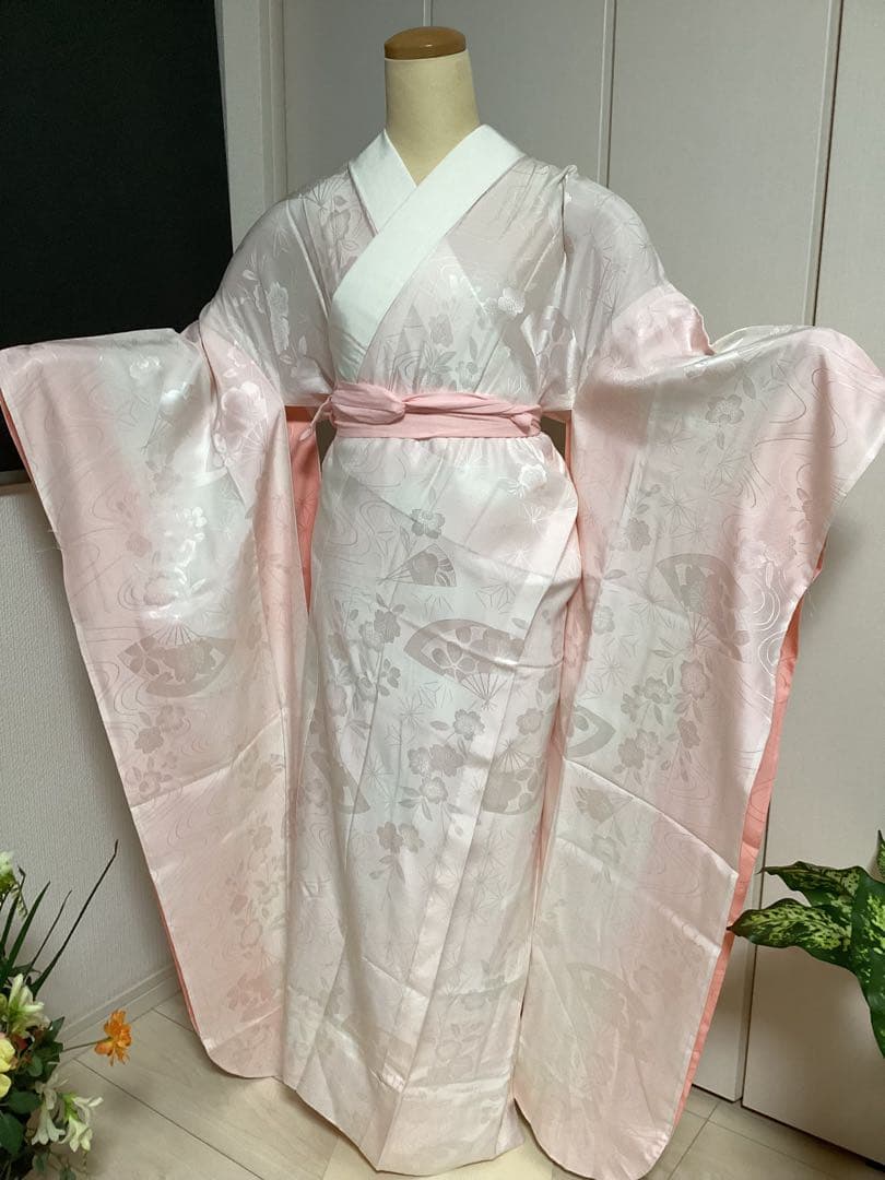 王道の古典柄 正絹振袖三越誂え 買い足し無しのフルセット 身丈166cm 裄長