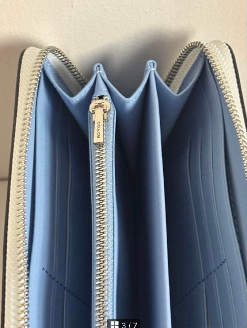 COACH 長財布 ロゴ入りホワイト/ネイビー【新品】