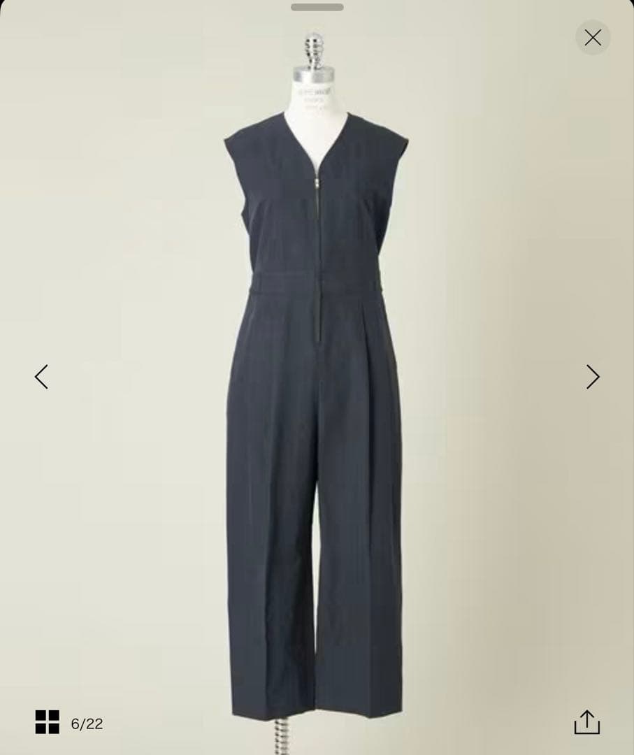 【美品】conte　ヘリンボーン Vネック オールインワン　ネイビー　辺見えみり