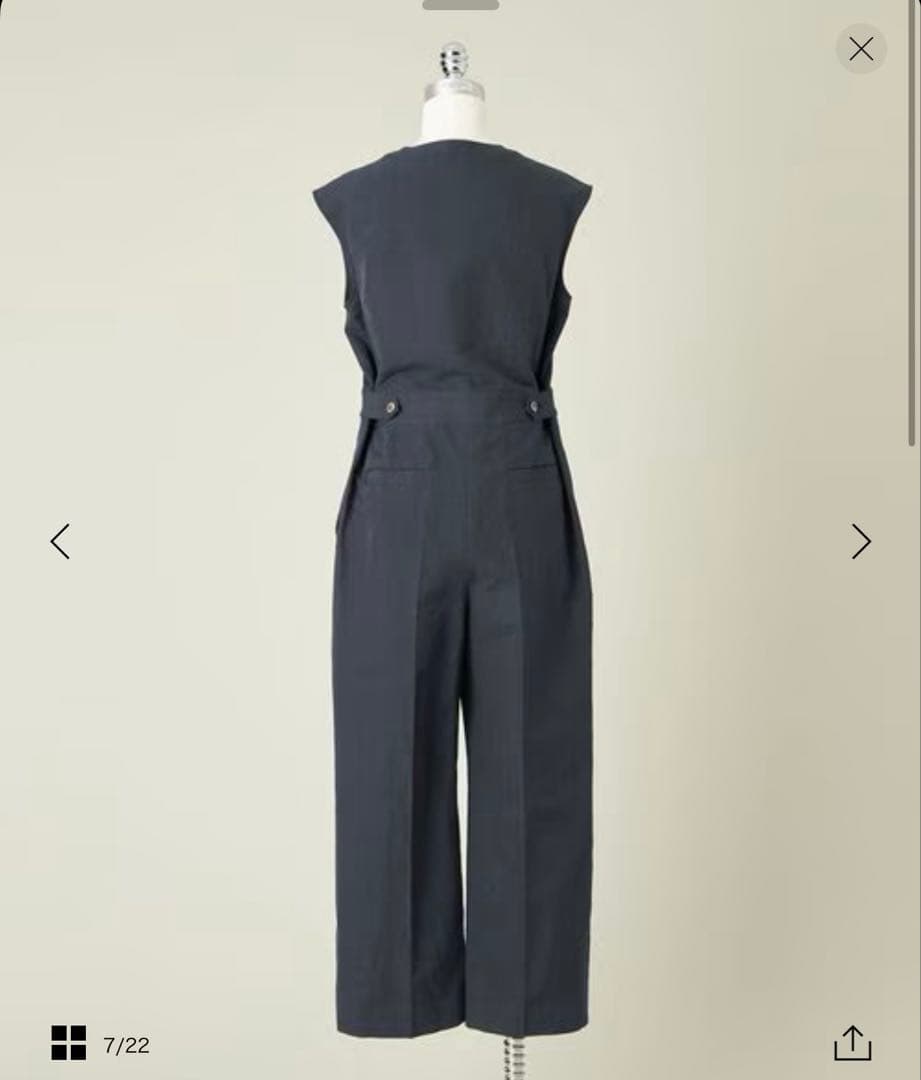 【美品】conte　ヘリンボーン Vネック オールインワン　ネイビー　辺見えみり