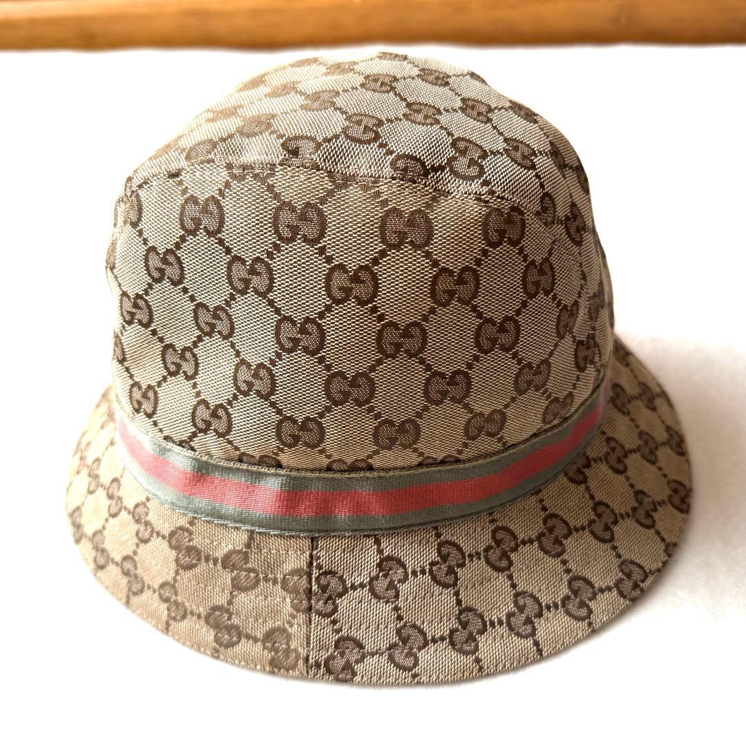 【美品】GUCCI グッチ GGキャンバス バケットハット 男女兼用 帽子