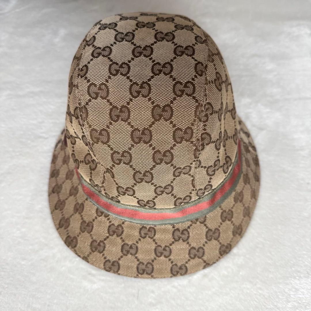 【美品】GUCCI グッチ GGキャンバス バケットハット 男女兼用 帽子