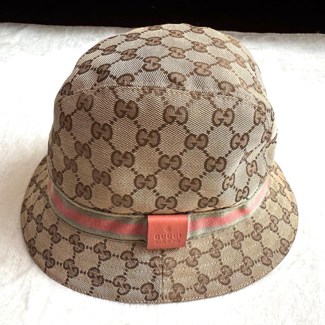 【美品】GUCCI グッチ GGキャンバス バケットハット 男女兼用 帽子