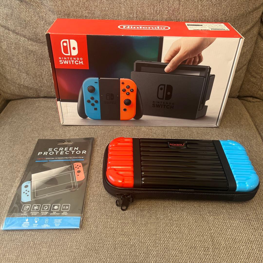 Nintendo Switch 本体　携帯ケース+フィルム付　美品