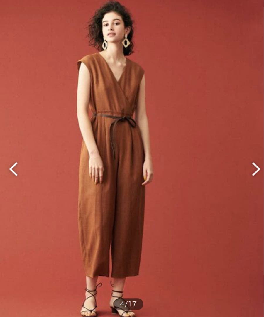 トゥモローランド★ メランジリネン カシュクールオールインワン36ブラウン