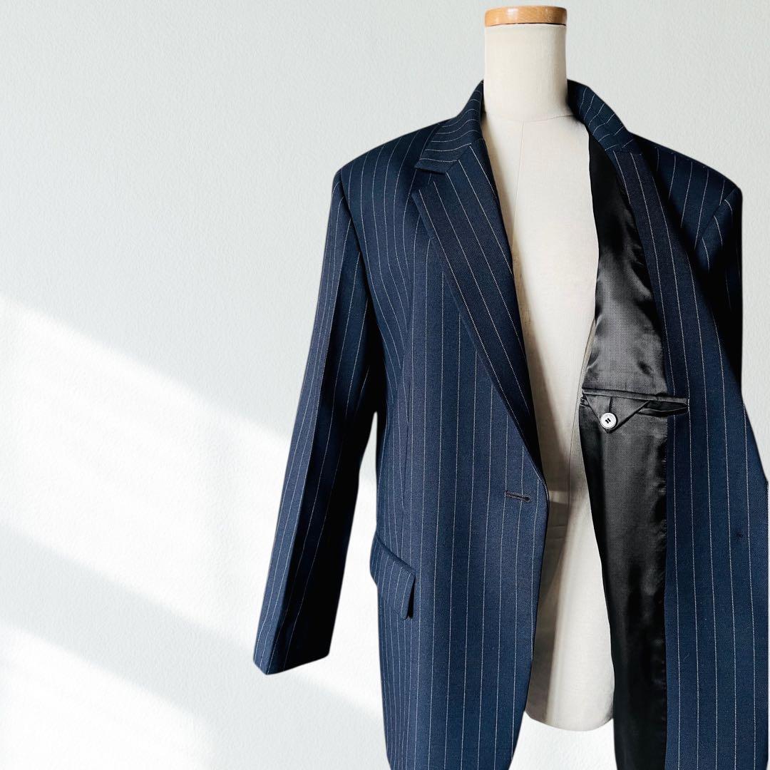 SANDRO サンドロ ネイビー ジャケット 36 紺 ピンストライプ