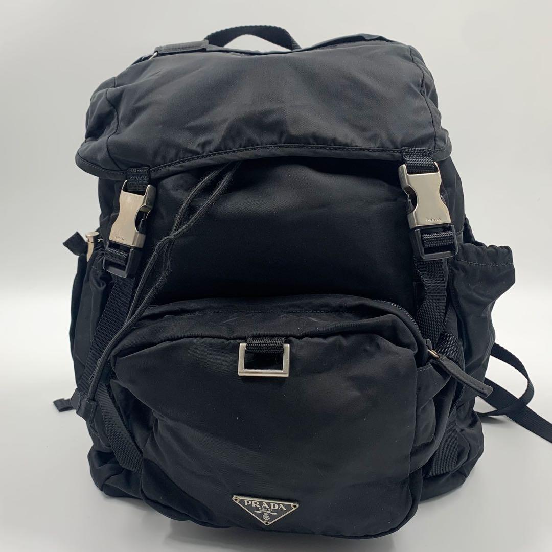 【✨極美品✨】プラダ バックパック 三角ロゴ ボディバッグ ブラック V318