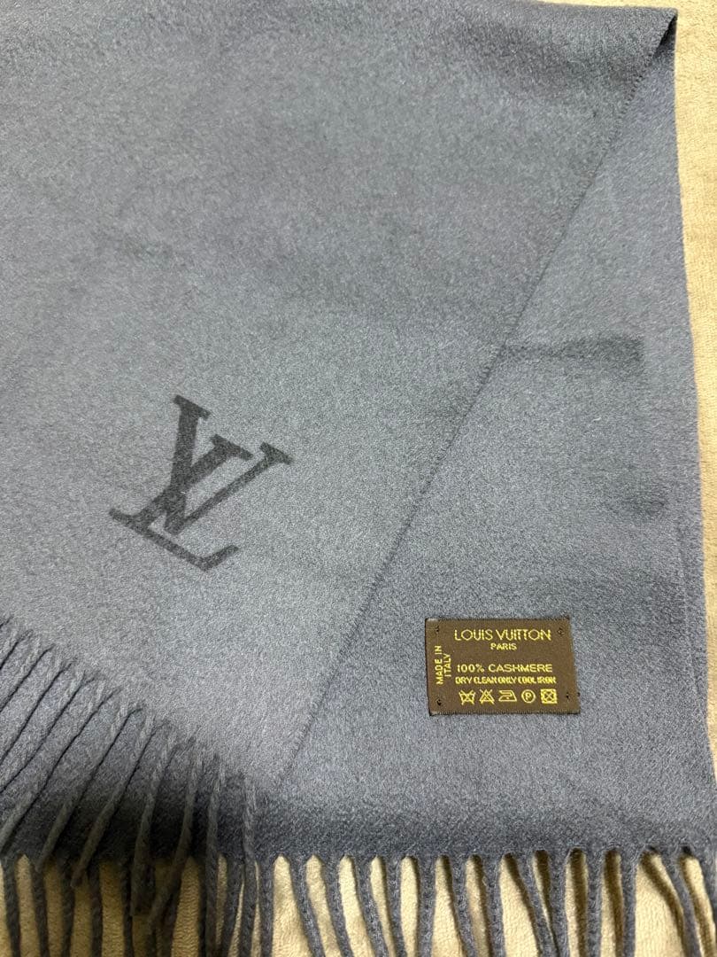 LOUIS VUITTON ダークグレー カシミヤマフラー