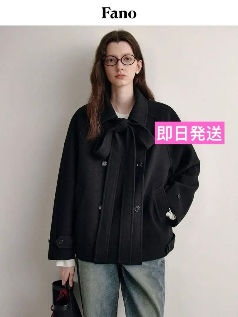 Fano Studios 2024AW ダブルブレスト リボンタイショートコート